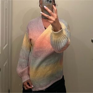 Drop shoulder rainbow cardigan - loose fit